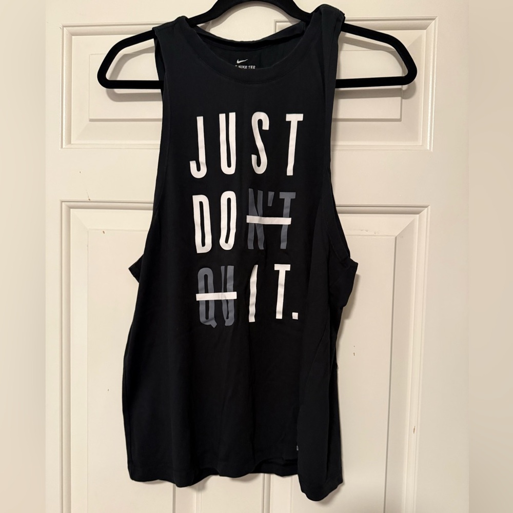 Nike Black Muscle Tank with White 'JUST DON'T QUIT.' Graphic